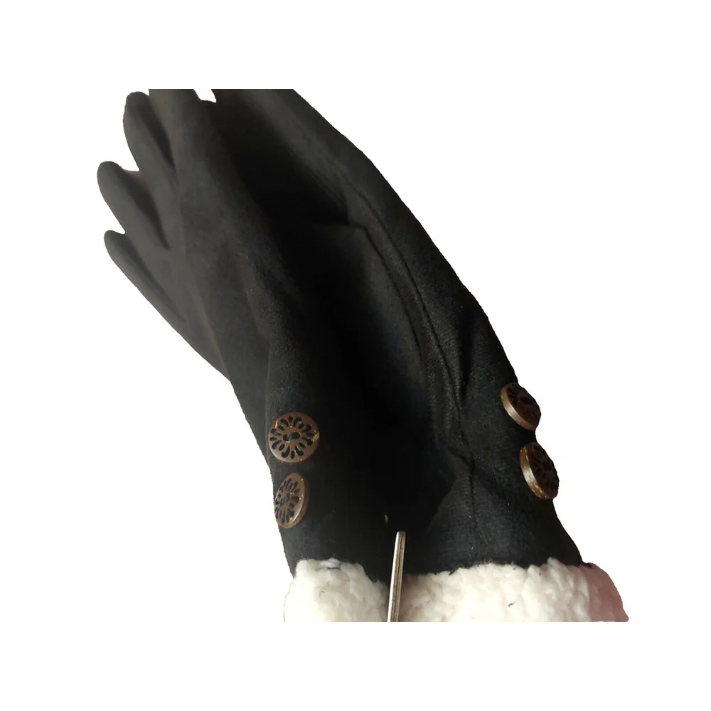 Isotoner Signature Microsuede Water-Repellent Black Gloves Fuzzy Cuffs XL NWT